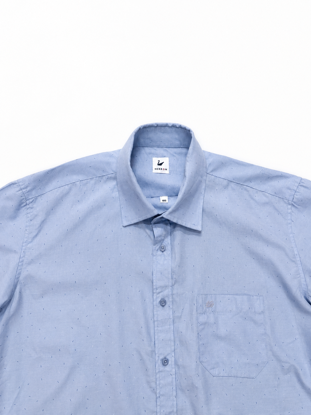 Men's Light Blue Textured Short Sleeve Casual Shirt