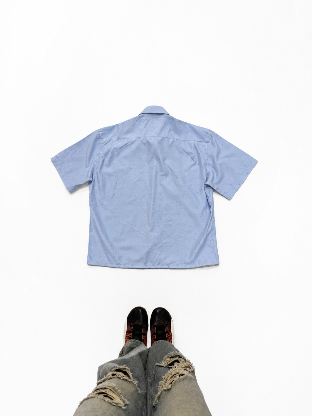 Men's Light Blue Textured Short Sleeve Casual Shirt