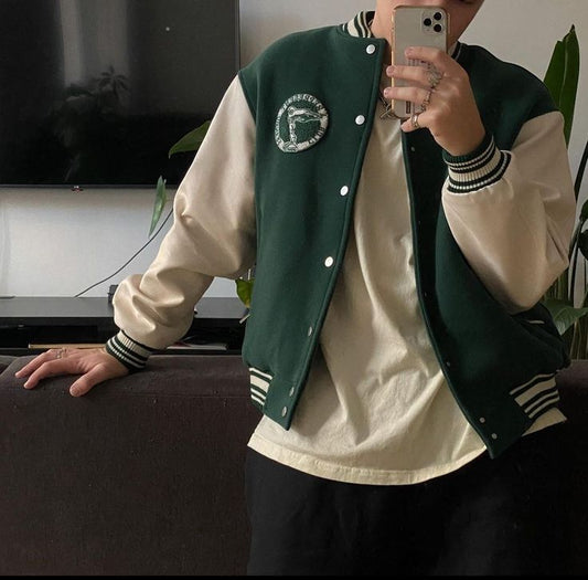 Green and White Varsity Jacket