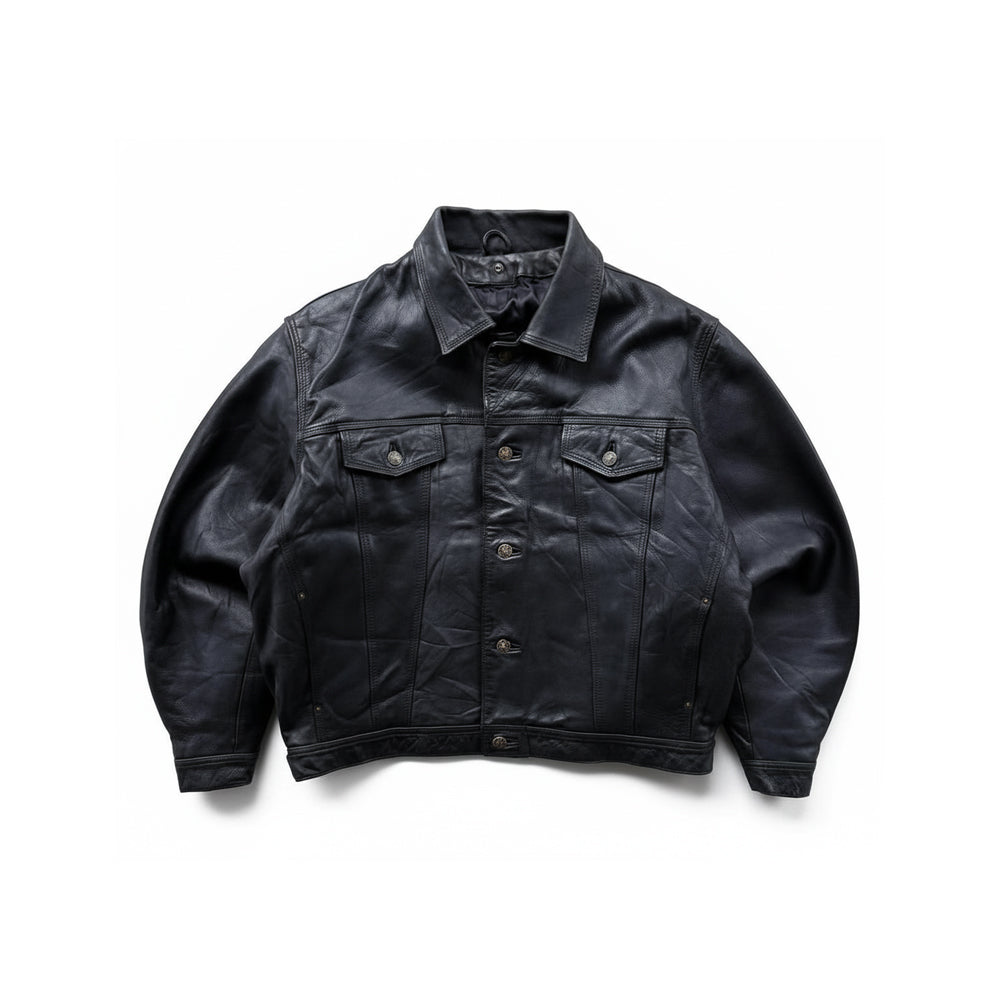 Black Collared Leather Jacket