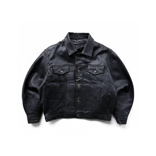 Black Collared Leather Jacket